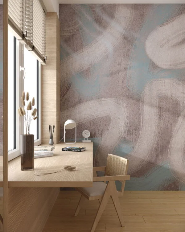 Abstract paint brush strokes wall mural for the office