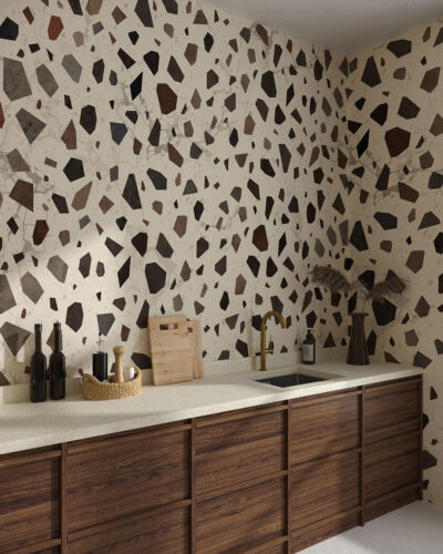 Colorful terazzo surface wallpaper for the kitchen