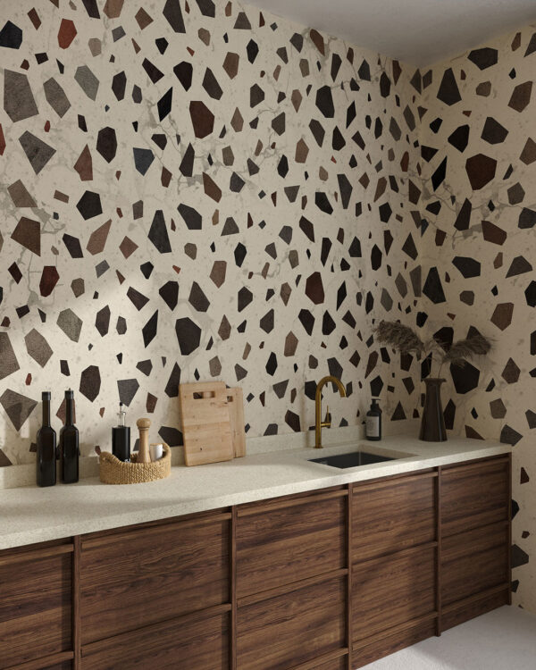 Colorful terazzo tiles wallpaper for the kitchen