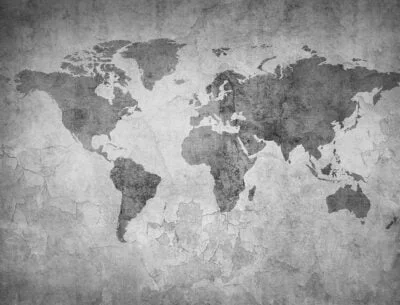 Gray loft styled world map wall mural