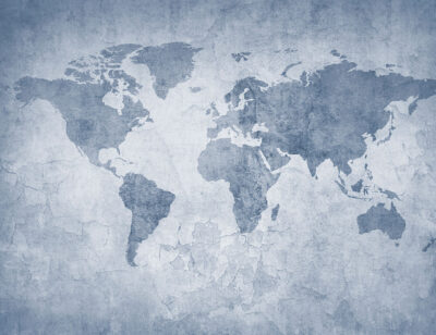 Delicate blue world map wall mural