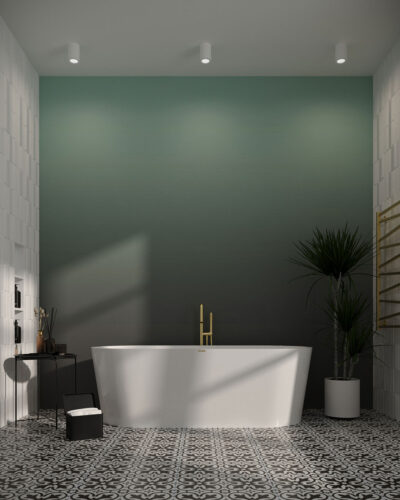 Stylish green and brown gradient wall mural for the bathroom