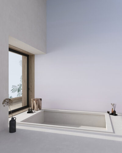Tender light violet ombre wall mural for the bathroom