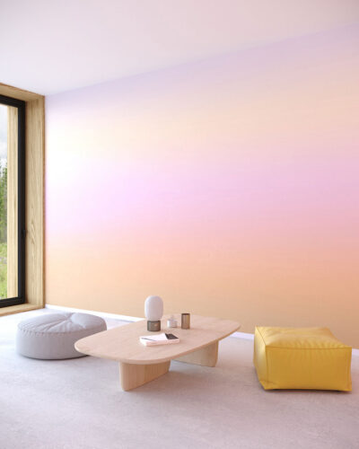 Warm yellow and lavender ombre gradient wall mural for the living room