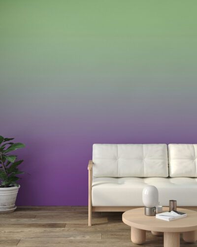 Neon green and purple gradient wall mural for the living room