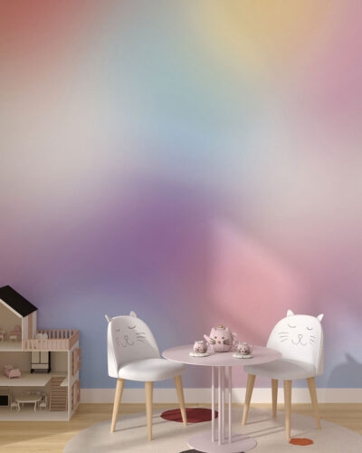 Rainbow gradient ombre wall mural for a children's room