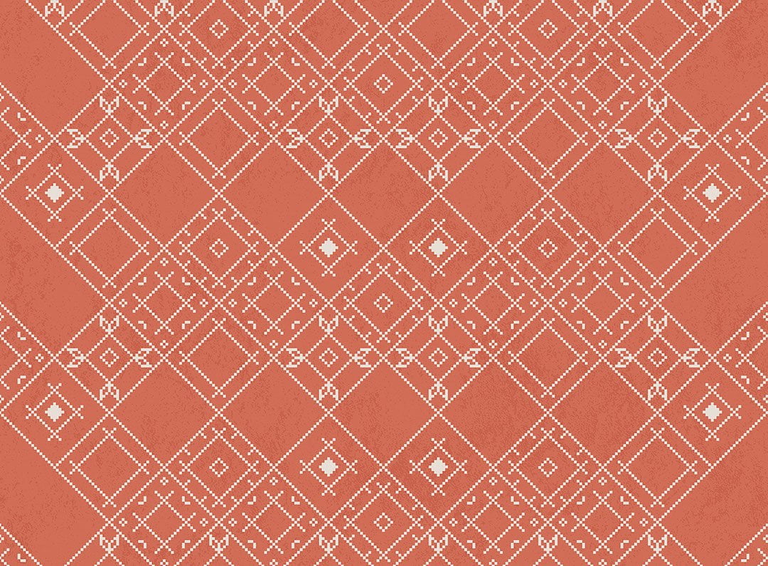 Patterned wallpaper with Ukrainian traditional ornament on the red background