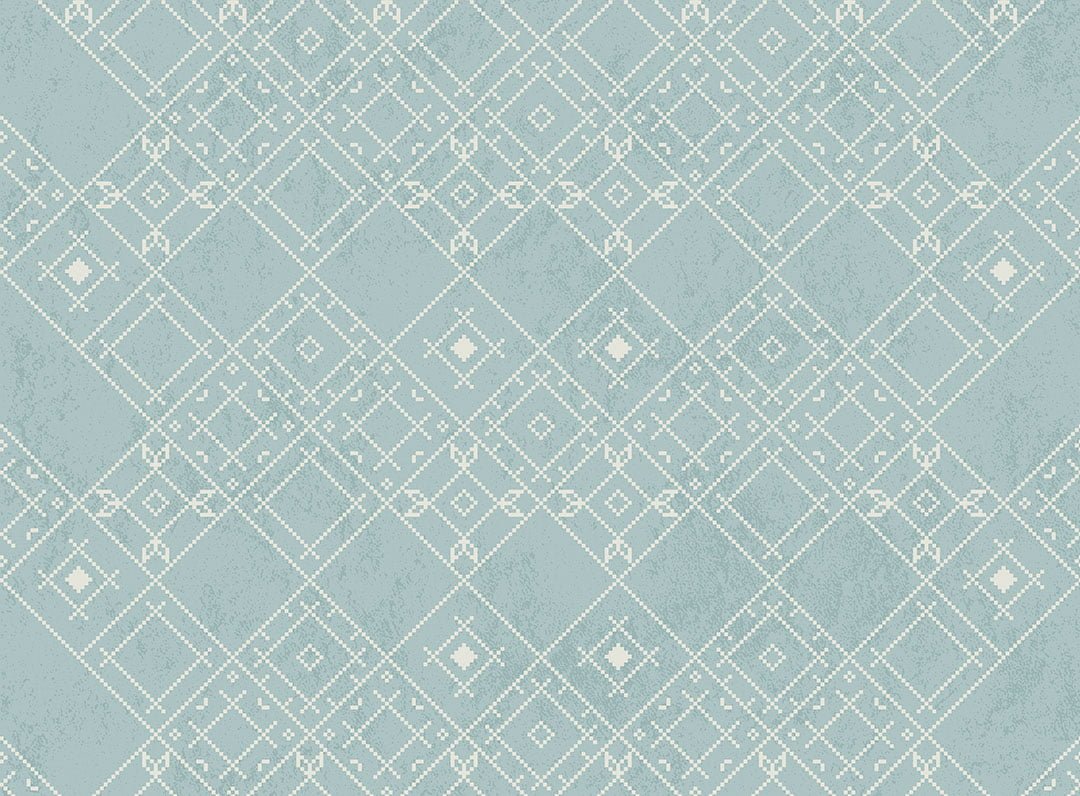 Patterned wallpaper with Ukrainian traditional ornament on the blue background
