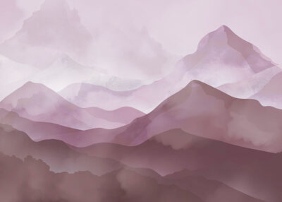 Watercolor purple gradient mountains wall mural