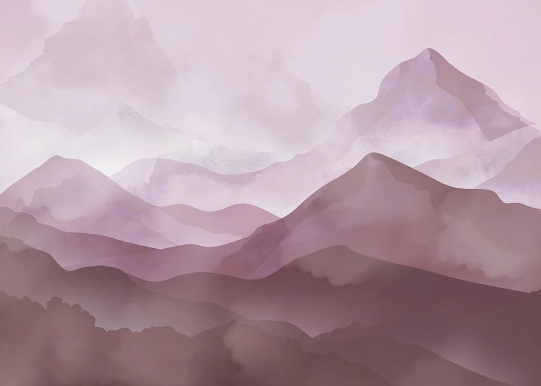 Watercolor purple gradient mountains wall mural