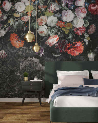 Dutch still life in dark tones wall mural for the bedroom