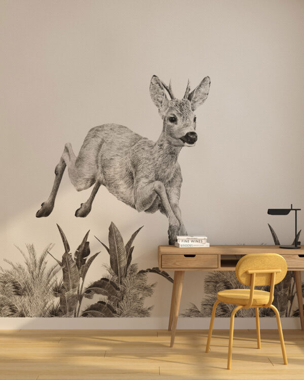Cute Bambi-inspired little deer wall mural for a children's room