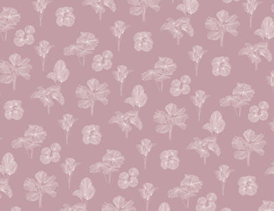 Tender line art leaves patterned wallpaper on the purple background