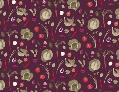 Vegetables for the Ukrainian national soup borsch wall mural on the purple background