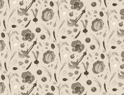 Vegetables for the Ukrainian national soup borsch black and white wall mural