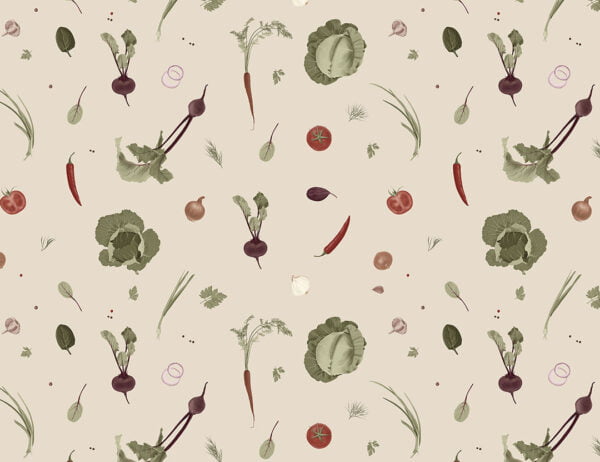 Ingredients of the Ukrainian borsch wall mural on the beige background