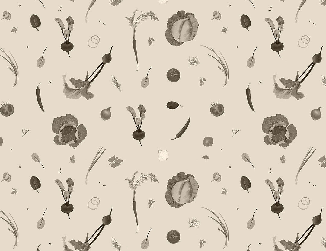 Ingredients of the Ukrainian borsch black and white wall mural