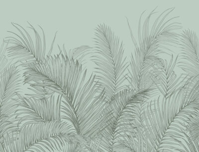 Delicate green palm leaves wall mural