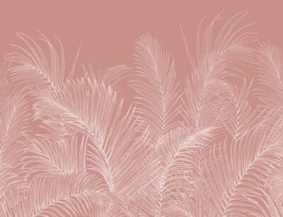 Delicate pink palm leaves tropical wall mural