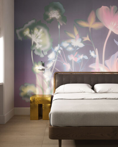 Colorful flower imprints with an X-ray effect wall mural for the bedroom