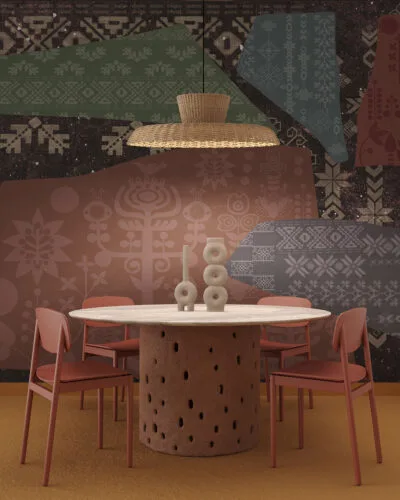 Ukraine inspired ethnic patterns wall mural for the kitchen