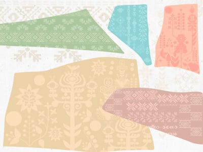 Ukraine inspired ethnic patterns wall mural on the light background