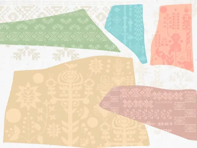 Ukraine inspired ethnic patterns wall mural on the light background