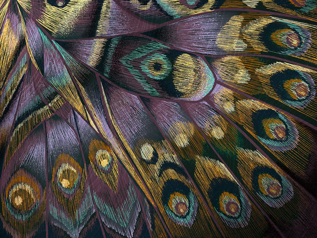 Bright butterfly wing imprint wall mural