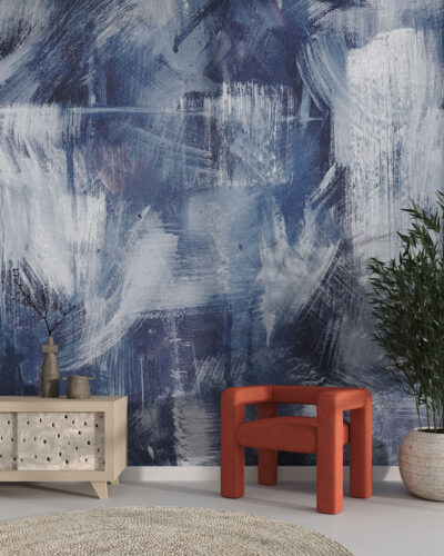 Abstract paintbrush strokes wall mural for the living room