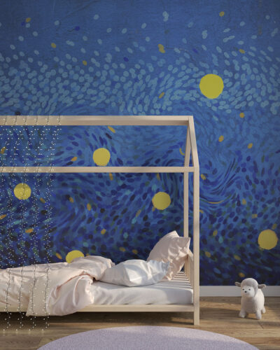 The Starry Night by Vincent van Gogh inspired wall mural for a children's room