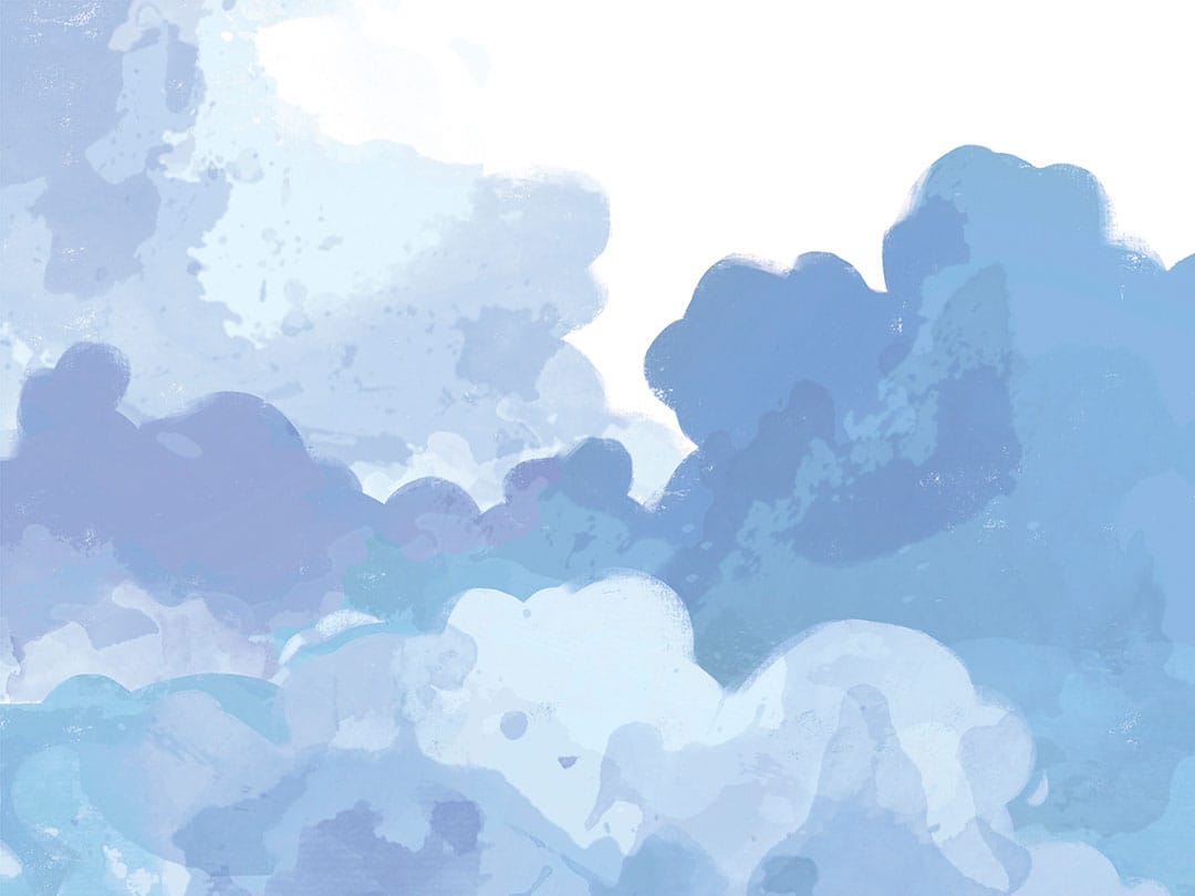 Tender watercolor blue clouds wall mural