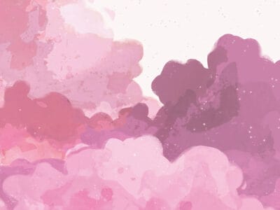 Tender watercolor pink clouds wall mural