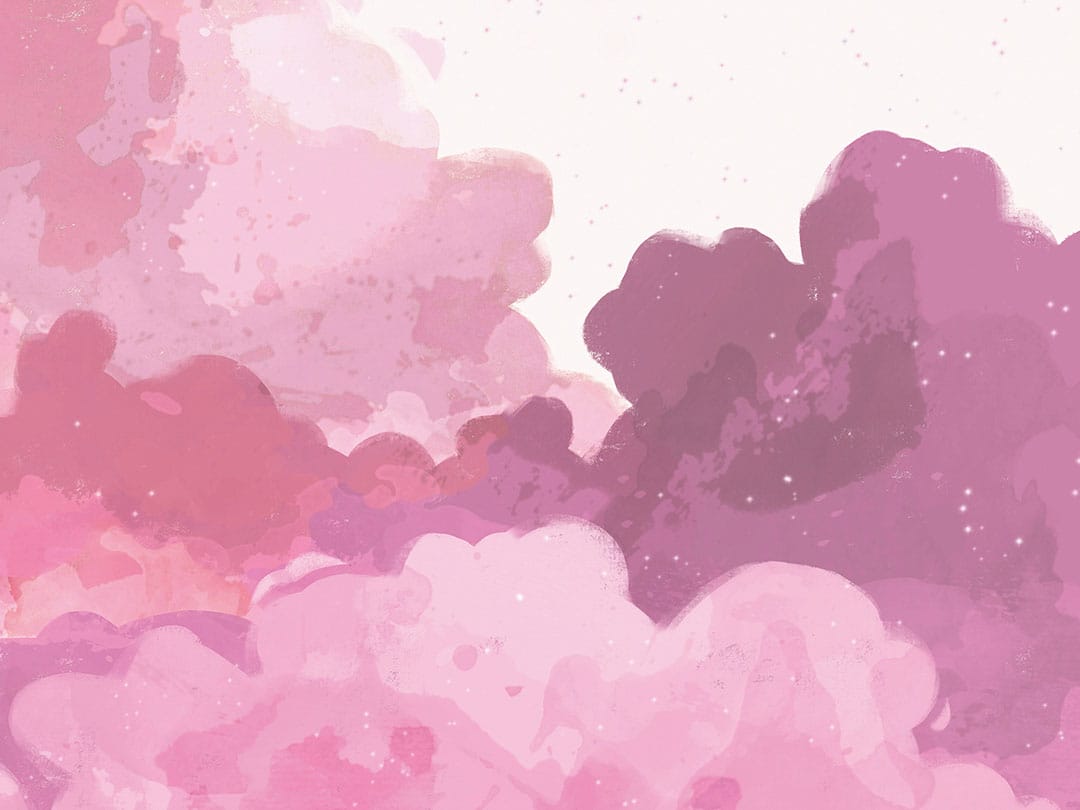 Tender watercolor pink clouds wall mural