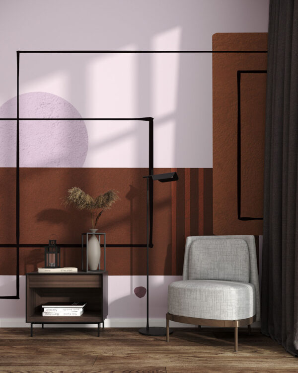 Art Deco geometric wall mural for the living room