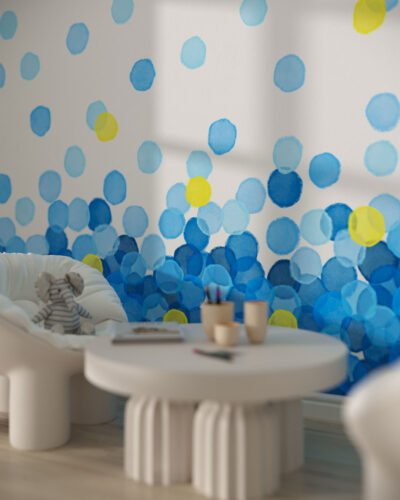Wall mural for a children's room with watercolor bubbles