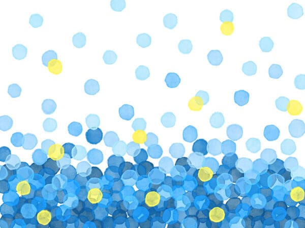 Wall mural with blue watercolor bubbles