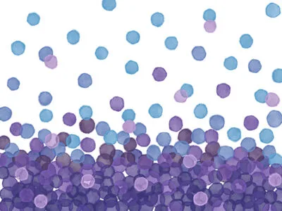 Kids wall mural with blue and violet watercolor bubbles