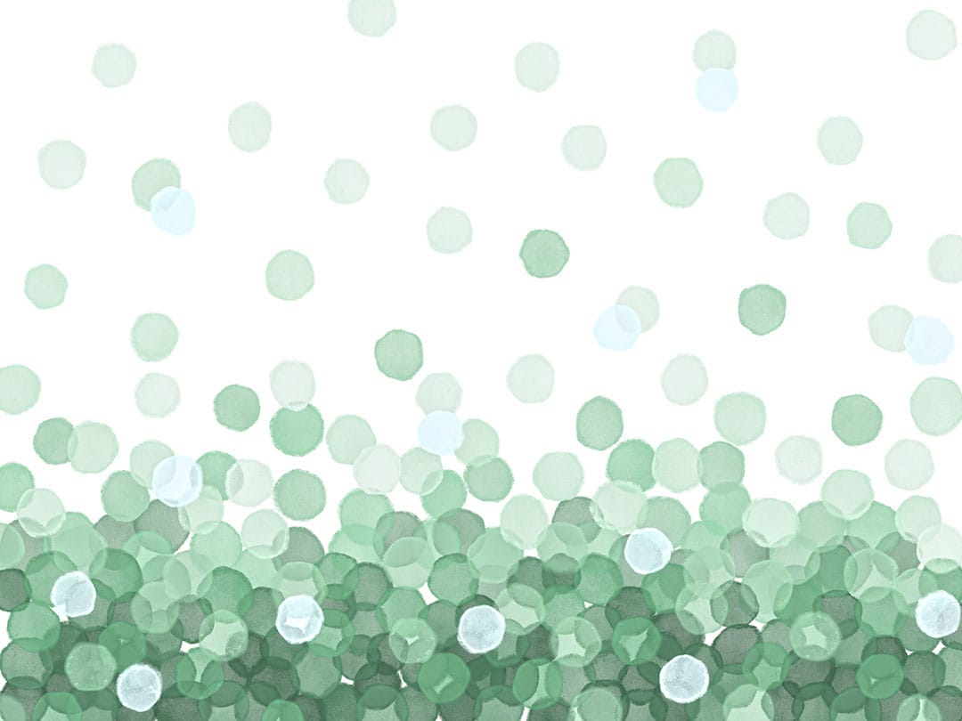 Kids wall mural with green watercolor bubbles