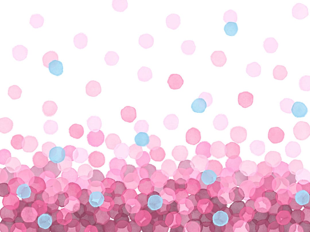 Kids wall mural with pink watercolor bubbles
