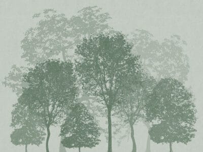 Minimalistic green etched forest wall mural