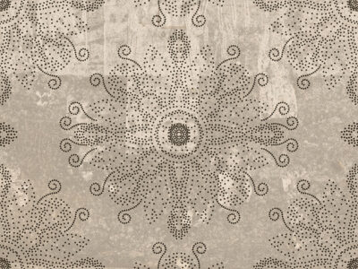 Dot art style wall mural with mandala on the light textured background