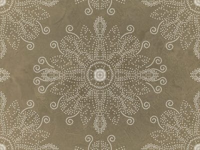 Dot art style wall mural with mandala on the beige textured background
