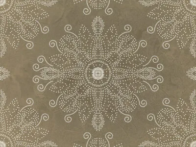 Dot art style wall mural with mandala on the beige textured background