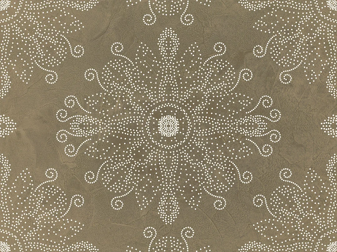 Dot art style wall mural with mandala on the beige textured background