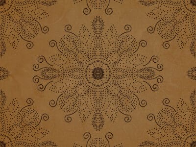 Dot art style wall mural with mandala on the mustard textured background