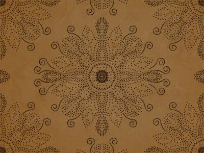 Dot art style wall mural with mandala on the mustard textured background