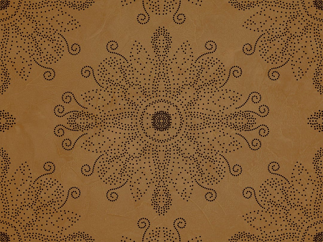 Dot art style wall mural with mandala on the mustard textured background