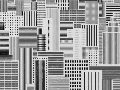 Black and white houses in the metropolis wall mural
