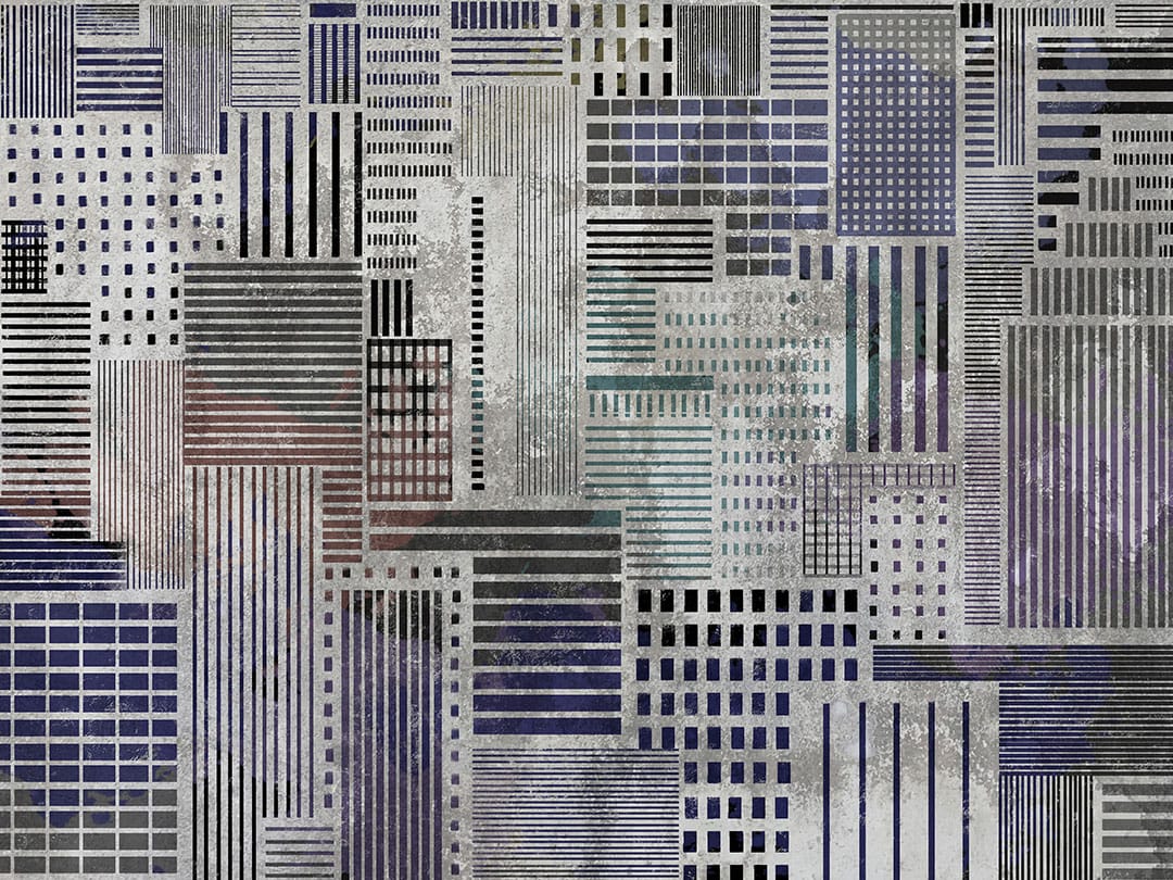 Black and white houses in the metropolis wall mural with texture