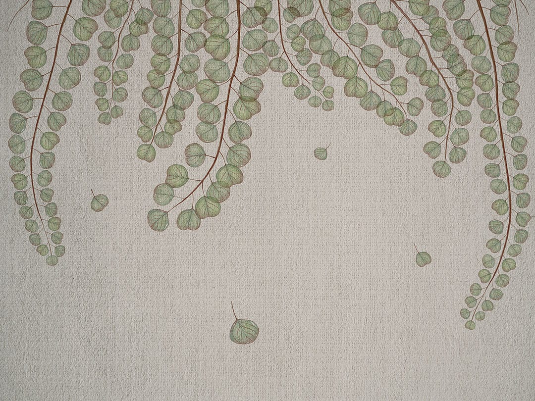 Overhanging botanical branches on the textured background nature wall mural